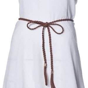 Pleather Braided Tassel Thin Belt